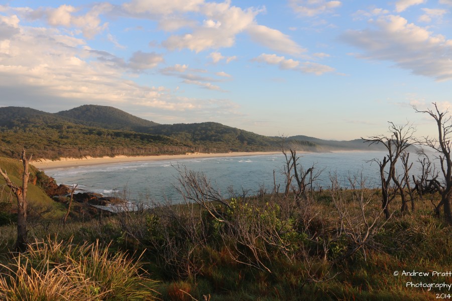 A sunrise at grassy head on the East Coast of Australia looking back down along the beach. Taken in April 2014